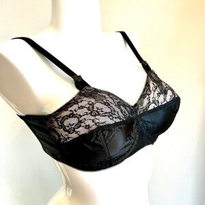 Vintage 70's-80's Edith Lances Minimizing Hand Sewn Bra Style 453 Black